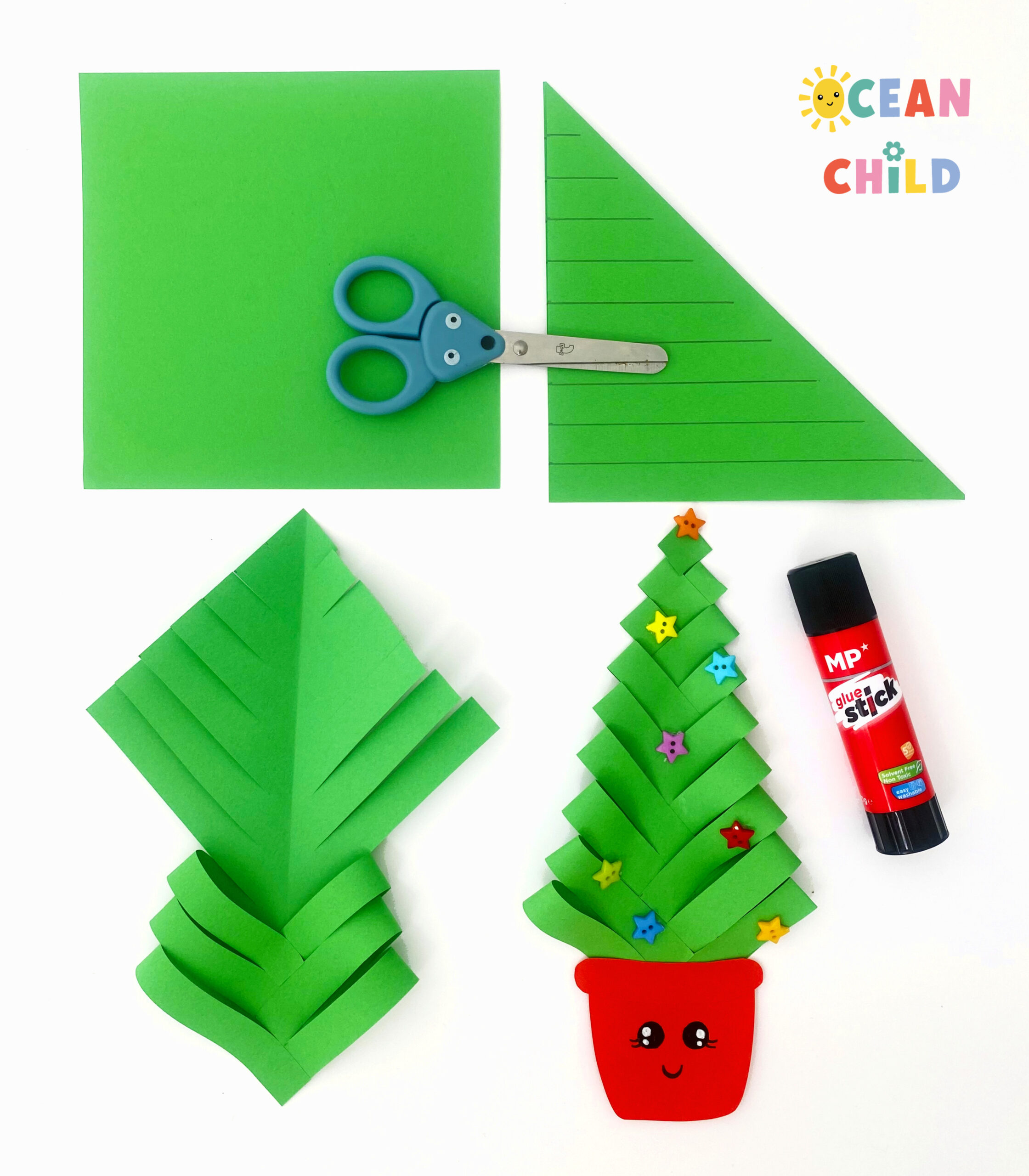 simple and fun paper christmas tree craft for kids - ocean child